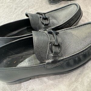 Salvatore Ferragamo Black Textured Loafers